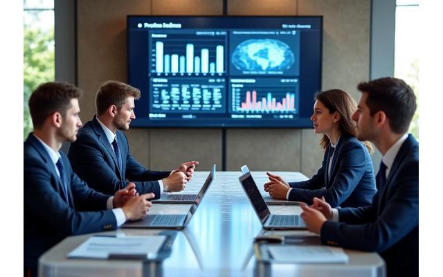 Un grupo de personas colaborando alrededor de una mesa de reuniones con papeles y tecnología, representando inversiones de capital privado.