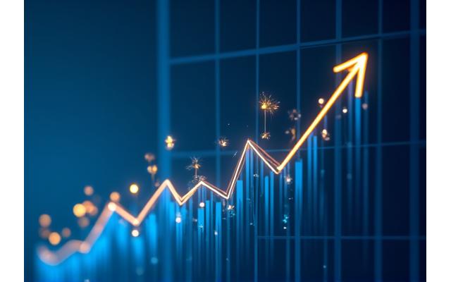 Gráfico financiero con flechas ascendentes, simbolizando gestión de inversiones exitosa.